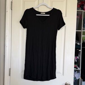 Black V-Neck T-Shirt Dress